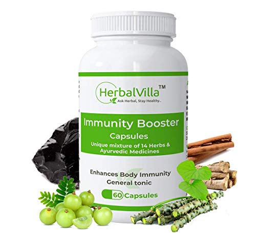 Herbalvilla Immunity Booster for Adults with Tulsi, Giloy, Ashwagandha & 11 Other ayurvedic Herbs (60 Casules) Herbalvilla Immunity Booster for Adults with Tulsi, Giloy, Ashwagandha & 11 Other ayurvedic Herbs (60 Casules)