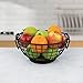 Spectrum Small Fruit Basket for Kitchen Counter, Madison Rustic Fruit Bowl with Wood Base and Black Wire, Portable Countertop Organizer with Handles for Fresh Produce Display