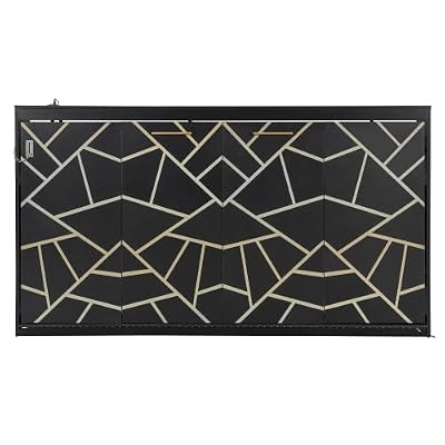 MLZTINGR Side-Folding Murphy Bed with Printed Front, LED and USB Outlet