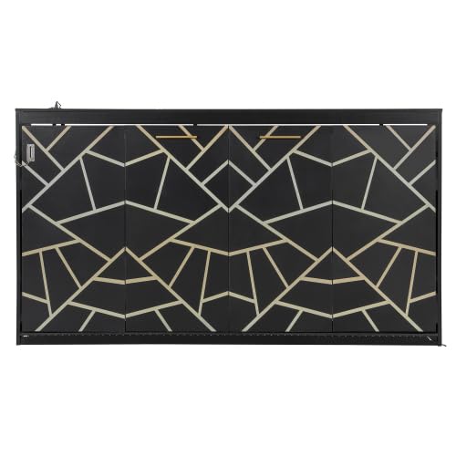 MLZTINGR Side-Folding Murphy Bed with Printed Front, LED and USB Outlet
