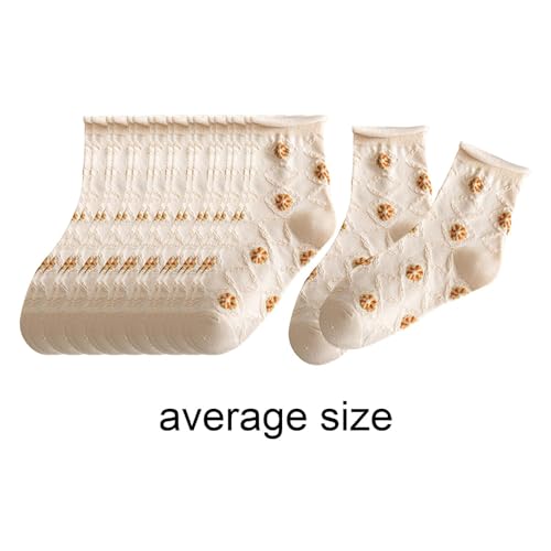 Qianly 10 Pairs Socks Woman Socks Non Slip Machine Wash Soft Elastic Fashion Low Cut Socks Casual for Teens Women Gift Mom Girls, Beige2