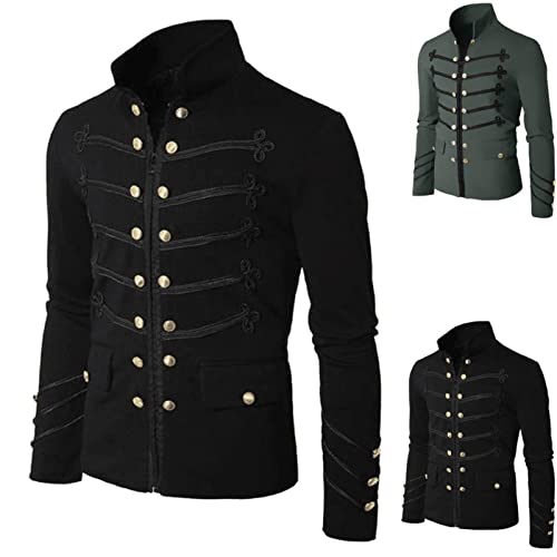 Mannen gothic kleding Vintage Solid Mannen Jas Steampunk Tuniek Rock Japon Uniform Mannelijke Vintage Punk Metalen Militaire Jas Uitloper - Image 4