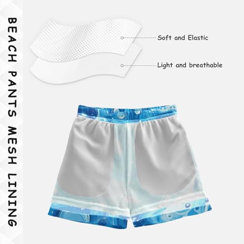 Pigsaly Boys' Swim Board Shorts Abstract Blue Bubble Boy's Swim Trunks Kids Swimwear 4T4