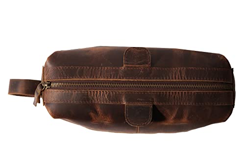 Men's Buffalo Genuine Leather Toiletry Bag Waterproof Dopp Kit Shaving Bags And Grooming For Travel Groomsmen Gift Men Women Hanging Zippered Makeup Bathroom Cosmetic Pouch Case Make Up Kit #TOP6
