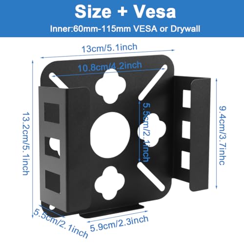 Image of ZORBES Mount for Mac mini M4, Compatible with Mac mini M4 2024 Under Desk Mount, VESA Monitors Mounting Bracket Anti-Scratch Wall Mount Stand Heat Dissipation Design