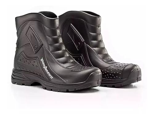 Bota Borracha Galocha Polaina PVC Chuva Cano Curto Impermeável Preta Pantaneiro Moto Motoboy Motocil