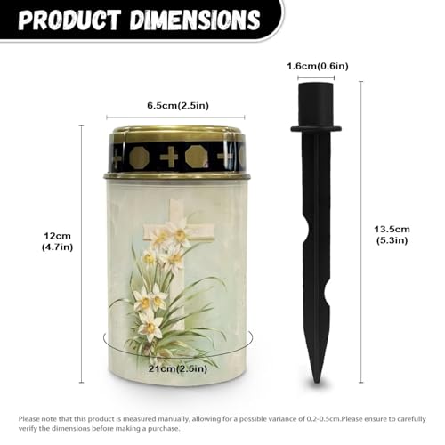Image of Cross Floral Solar Grave Lights - Flameless Solar Powered Light for Prayer, Waterproof Cemetery Decor Candle Lamp