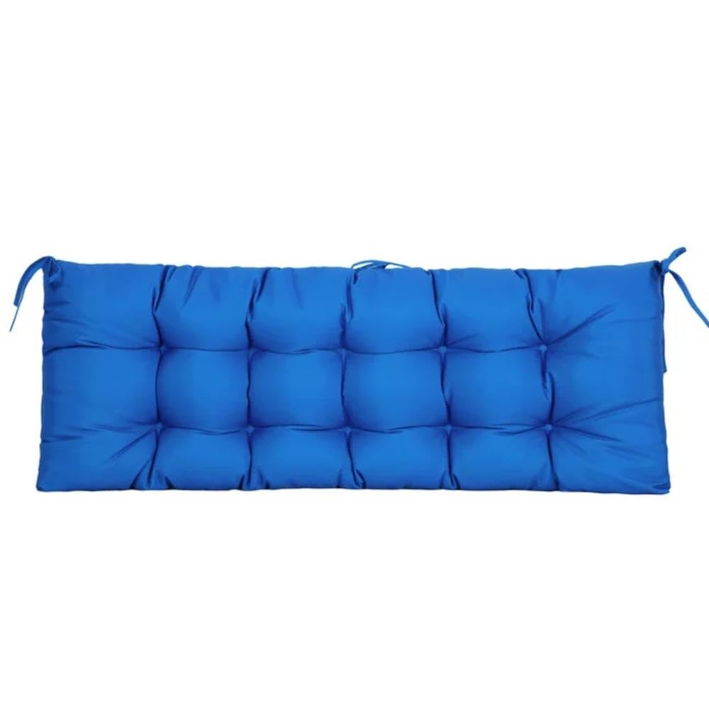 Navy Blue Rectangle Outdoor Cushions for Patio Furniture & Bench with Ties for Attachment | 51'' W X 18'' D X 4'', Tufted & Reversible Weather UV Resistant & Waterproof Cushion