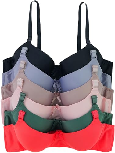 Image of ToBeInStyle Women's Pack of 6 Padded Assorted Styles Supportive Bras Cup Size - A to DDD