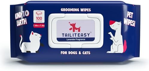 TAIL IT EASY Pet Wipes for Dogs – Dog Paw Wipes – Dog Cleaning Wipes – Biodegradable Cat Bath Wipes – Puppy Grooming Wipes – Toxic-Free Kitten Wipes (Lavender Fragrance) (Pack of 1)