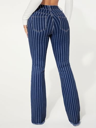 jeans for women trendy Striped Pattern Leg Jeans2