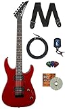 Jackson Dinky JS11 Electric Guitar - Metallic Red Bundle with Cable, Tuner, Strap, Picks, and Austin Bazaar Instructional DVD