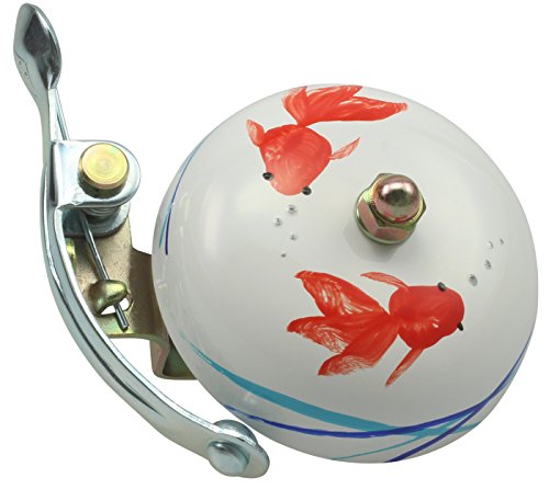 CRANE Bell Co. Handpainted Suzu W Steel Band Mount Timbre Bicicleta, Unisex Adulto, Handpainted Suzu W Steel Band Mount, Bianco (Koi)