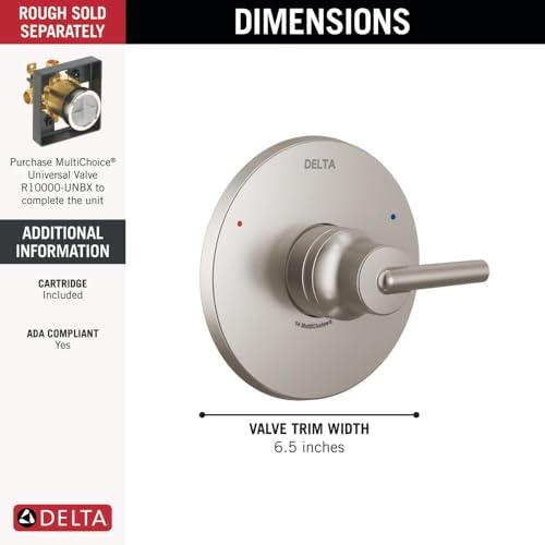 Delta Faucet Trinsic 14 Series Single-Function Brushed Nickel Shower Valve Trim Kit, Shower Handle, Delta Shower Trim Kit, Stainless T14059-SS (Valve Not Included) by DELTA - Image 2