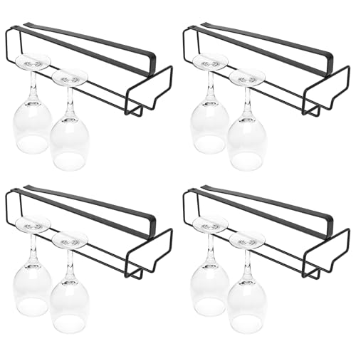 SAN LIKE Black Wine Glass Rack,14-Inch Wine Glass Holder under Cabinet,Metal Wine Glass Hangers...