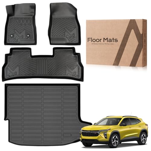 TPE Automotive Floor Mats & Cargo Liner Custom for 2024-2026 Chevy (Chevrolet) Trax & Buick Envista All Weather Cover Protection Waterproof Black Floor Liner Front & Rear Row Full Set Car Mats 4PCS