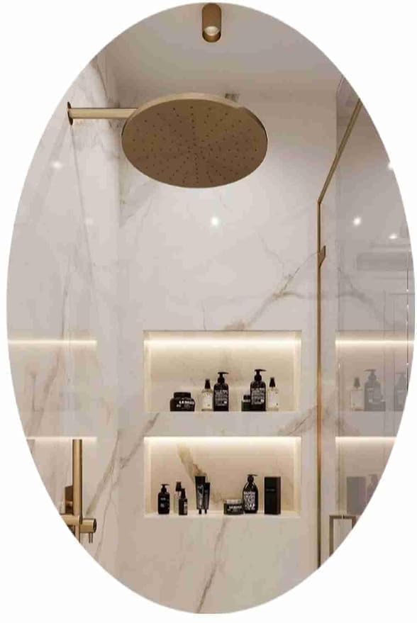 Oval Shape Adhesive Mirror Sticker for Wall on Tiles Bedroom Living Room Basin Mirror Bathroom Wall Mirror Both Side Sticker Acrylic Wall Mirror Full Length (1)