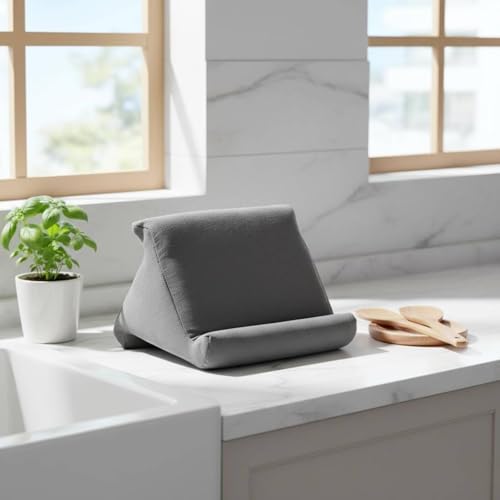 Image of Stand Pillow Wedge-Shaped Resting Wedge Hands Mobile Accessory for Reading, Viewing Dark Gray 3-Sided
