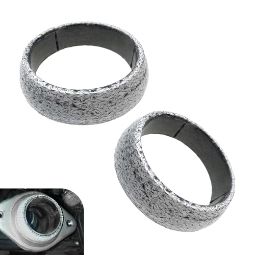 Teybouk 2PCS Car Exhaust Gasket, ID 65mm Leakproof Ring Donut Exhaust Pipe Seal, High-temperature Resistant Vehicle Manifold Muffler Gasket, Universal for Most Cars, Trucks, SUVs (Silver)