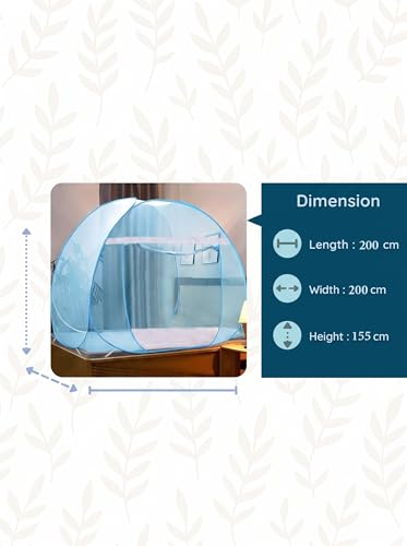 Image of Foldable King Size Mosquito Net | Double Bed Machardani | Durable 30 GSM Polyester Fabric Net Double (6 x 6) feet Bed (Blue)