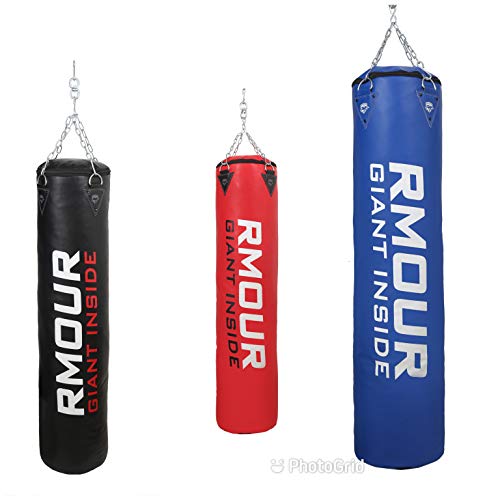 Image of Rmour Unfilled Blue Heavy PU Punch Bag Boxing MMA Sparring Punching Training Kick Boxing Muay Thai with Hanging Chain (6 Feet)