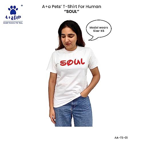 Image of A+a Pets' Graphic Printed T-Shirt Unisex | for Dog Cat Lovers | Casual Half Sleeve Round Neck T-Shirt | 100% Cotton (Soul)