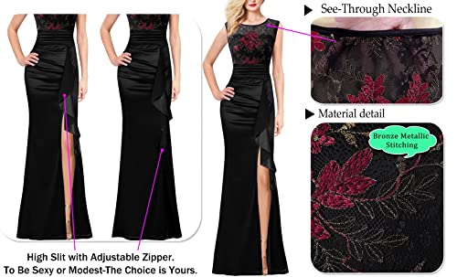 Image of VFSHOW Womens Formal Ruched Ruffles Evening Prom Wedding Party Maxi Dress
