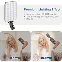 ALTSON 60 LED Portable Selfie Light Video Conference Lighting with Clip & Camera Tripod Adapter Rechargeable 2200mAh CRI 97+, 3 Light Modes for Phone iPhone Webcam Laptop Photo Makeup — image 4