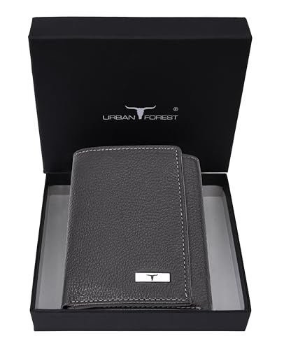 Image of URBAN FOREST Travis Grey Leather Wallet for Men