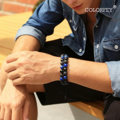 Pulsera Triple Protección para Hombre con Lapislázuli y Onyx 8mm miniatura 5