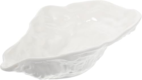 Miniatura 3 de Hemoton 2 platos de cerámica para salsa, forma de conchas de ostras, bandeja de condimentos de cerámica, exquisitos platos de ostras, platos