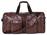 OCCIENTEC Reisetasche Groß wasserdichte Sporttasche Gym Tasche aus PU-Leder Weekender Trainingstasche mit Mehreren Taschen Fitnesstasche Gepäcktasche Herren Damen(42L Braun)