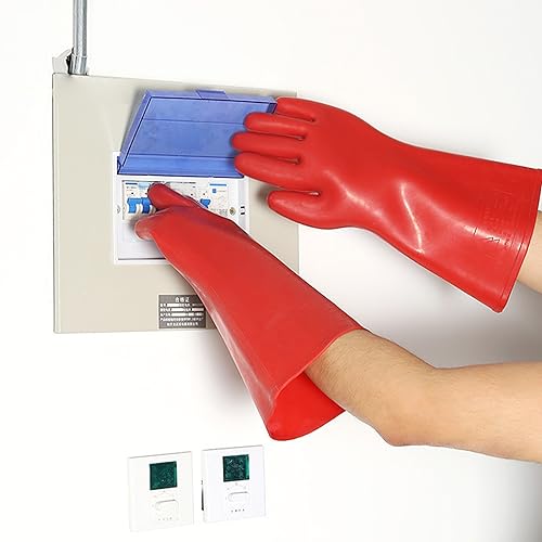 Diyeeni Class 00 Electrician High Voltage Insulating Gloves, 12KV Rubber, 1.8mm Thickness, for Line Workers and Electricians
