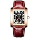 Produktbild JewelryWe Herren Armbanduhr, Retro Kalender Analog Quarz Uhr mit Schwarz Rechteckig Römischen Ziffern Zifferblatt und Braun Leder Armband