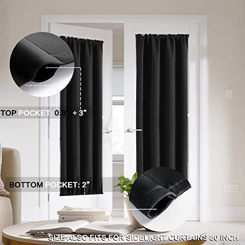 Door Curtain For Doorway Privacy,Closet Curtains For Bedroom Closet Door,Faux Accordion Thermal Insulated Blocking Keep Heat Out Air Conditioner Room Divider Curtains For Bedroom,80 Inch Length,Black #TOP4