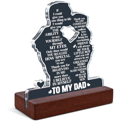 Dad and Son Desk Sign Home Decor, Dad Birthday Ideas from Son Acrylic Sign