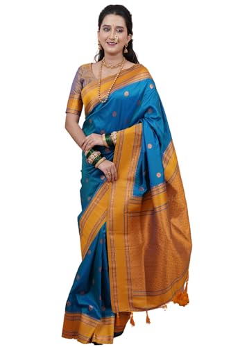 Image of SGF11 Women's Kanjivaram Pure Soft Silk Saree With Unstitched Blouse Piece