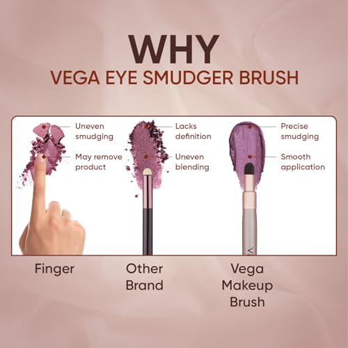 Image of VEGA Eye Smudger Brush with Soft Sponge for Smoky Eye, Blending Eyeshadow Brush, Rose Gold, Wood Handle, Sponge Bristles, 119mm, 4g