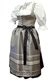 Kaiser Franz Josef Dirndl Trachten-Kleid Trachtenkleid Balkonett Dirndlkleid Edelweiß Brokat braun Taupe Ballkleid Festtagstracht Schürze gewebter Lancé für Fest oder Ball, Größe:44