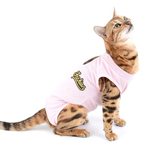SELMAI Medical Pet Shirt Katze Body für Hunde Nach op Hund Kastration Weiche Baumwolle E-Kragen Alternative für Haustiere Krankenpflege Kleidung Wundschutz Verhindern Lecken Hautkrankheiten Rosa M Cover