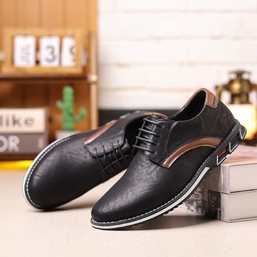 Men's Fashion Leather Lightweight Lace-up Orthopedic Derby Shoes Business Comfortable Soft Sole Slip Resistant Casual Walking Leather Shoes3