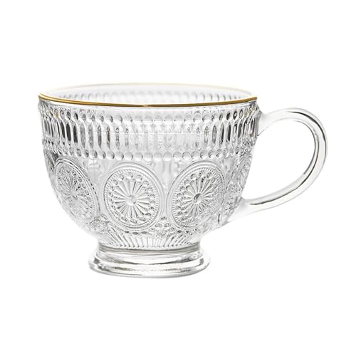 Vasos de agua de vidrio vintage con relieve estético para mesas de gala 2