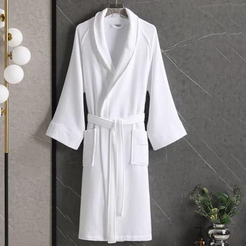 100% Cotton Luxury Waffle Terry Robes,Soft & Fleece Long Bath Robe,spa Hotel Robe for Men and Women2