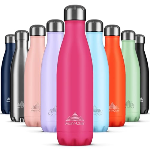 Image of Mont-Clair Stainless Steel Water Bottle, Vacuum insulated - BPA Free, 12h Hot & 24h Cold Drinks, Metal Water Bottle 25 oz Leakproof, Ideal for Adult, Kids, Running - Berry Pink