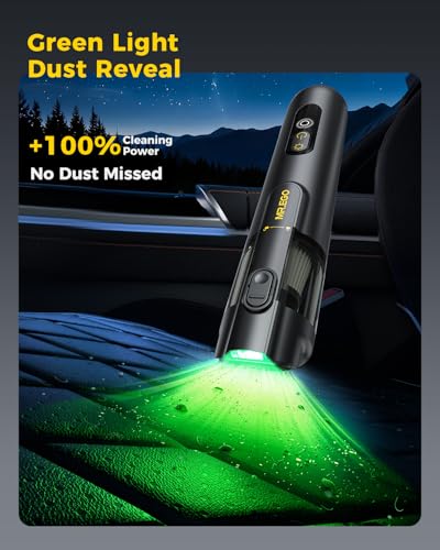 Image of Mr.ego Handheld Car Vacuum Portable Cordless, 26000Pa High-Power Vacuum & Air Duster with Green LED Light, Multi-Nozzles, Brushless Motor & Washable Filter for Car, Home, Keyboards