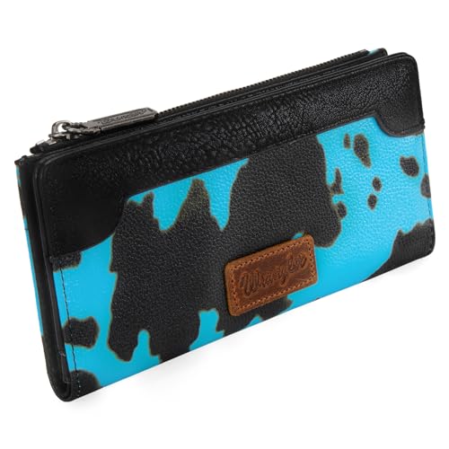 Image of Wrangler Cow Print Wallet Women Bifold Credit Card Wallet Women's Wallets, Card Cases & Money Organizers Wallets for Women Ladies Female Cash Wallett with Smooth Zipper