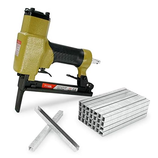 7116BL 22 Gauge 3/8'' Crown Upholstery Long Nose Stapler Kit with 10,000 Staples 1/4-Inch to 5/8-Inch Length Pneumatic Fine Wire Stapler Furniture Air Power Upholstery Staple Gun 71 Series