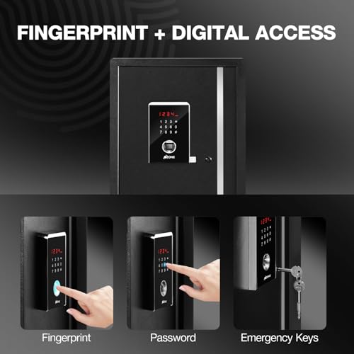 Ozone 55L Digital Biometric Safe Locker for Home & Office | Fingerprint Access | Auto Secure Motorized Lock | Electronic LED Display | Heavy-Duty Steel | 36D x 35W x 55.5H cm | Black | 2-Year Warranty