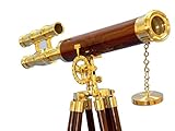 Magnificación de 12 x Nauticalmart 50 \"pie latón/madera Griffith Astro doble barril telescopio con trípode