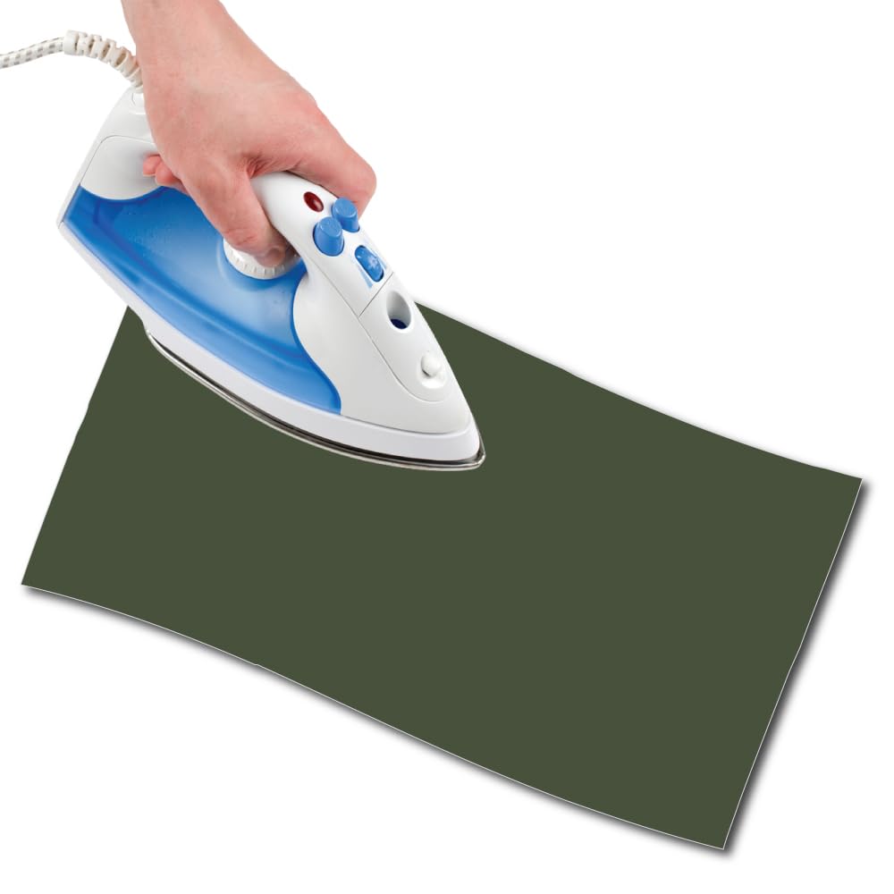 USIT, 1pc Thermoadhesive Cotton Repair Patch, 18"x4.5", Lightweight and Resistant, Military Green